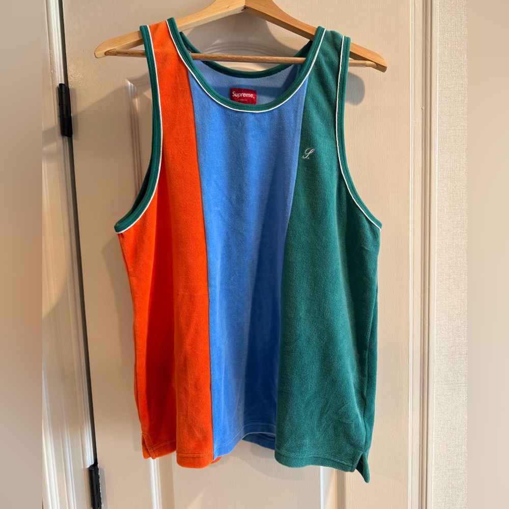 Supreme tri-color velour tank worn once